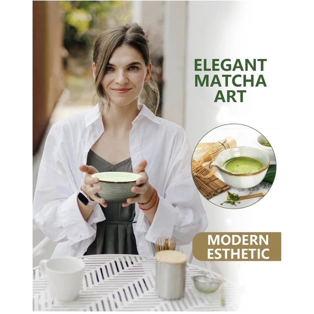 Matcha Whisk Set with Bowl, Bamboo Whisk, Scoop, Sifter, matcha‎